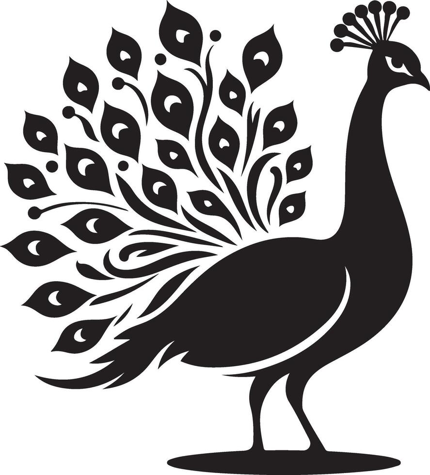 Peacock silhouette isolated on a white background. illustration vector