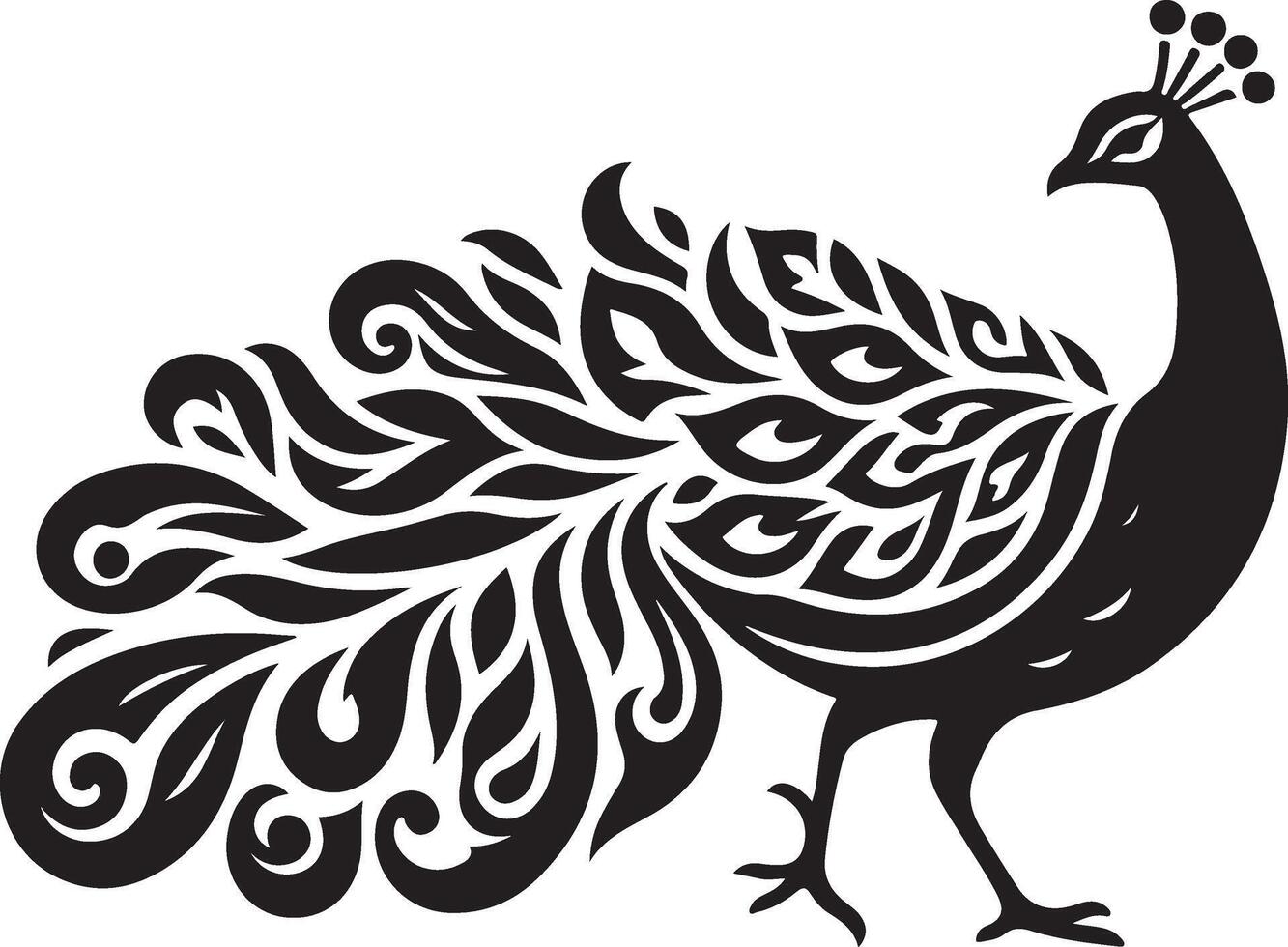 Peacock silhouette isolated on a white background. illustration vector