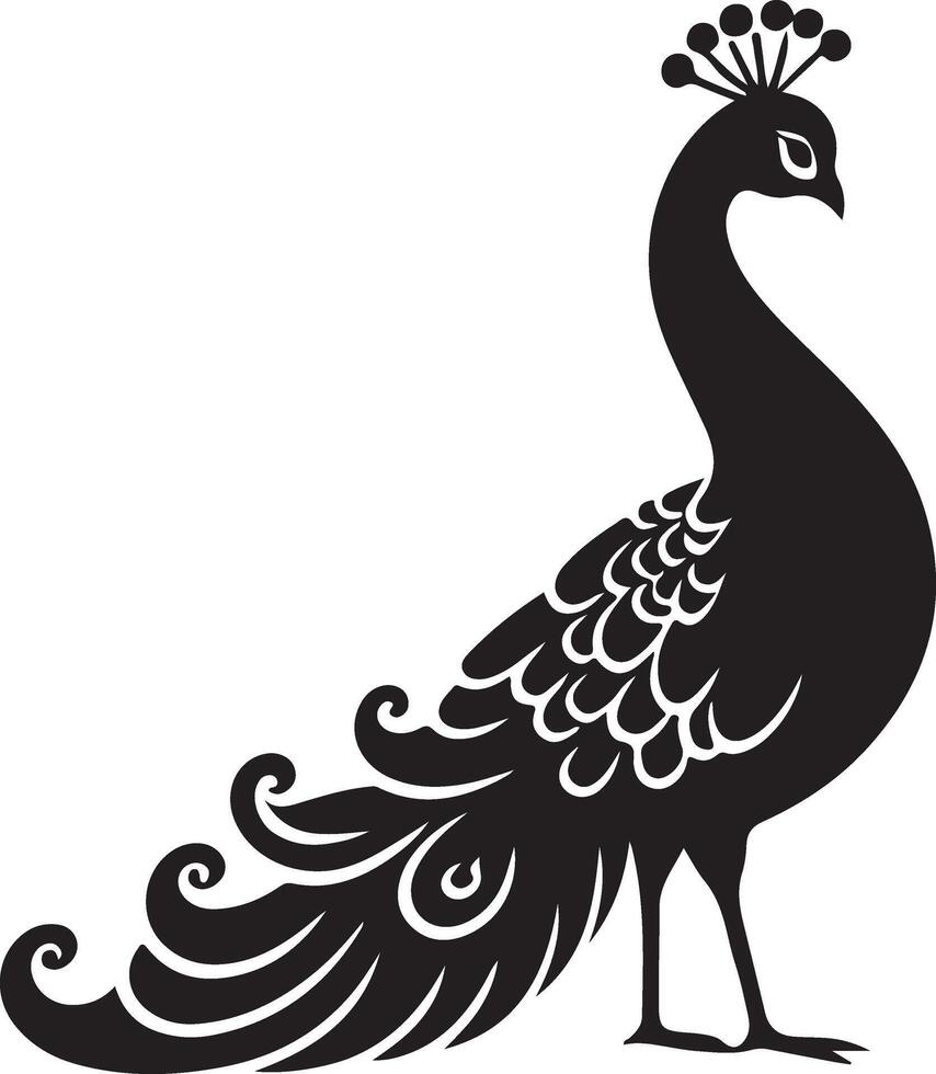 Peacock silhouette isolated on a white background. illustration vector
