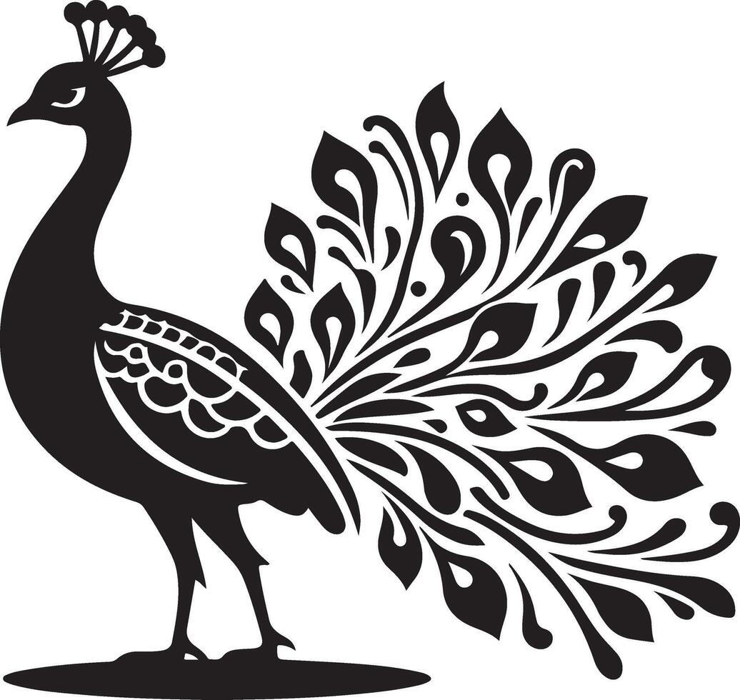 Peacock silhouette isolated on a white background. illustration vector