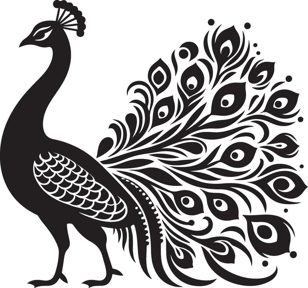 Peacock silhouette isolated on a white background. illustration vector