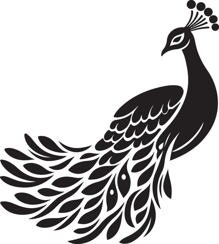 Peacock silhouette isolated on a white background. illustration vector