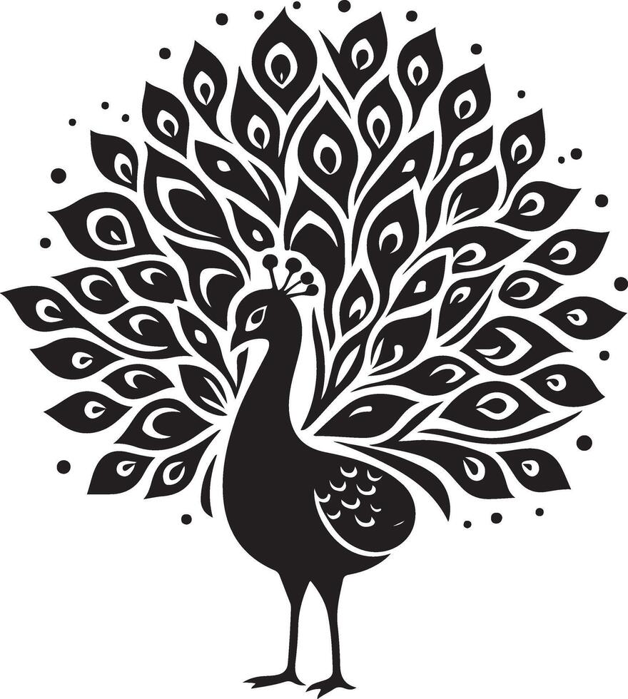 Peacock silhouette isolated on a white background. illustration vector
