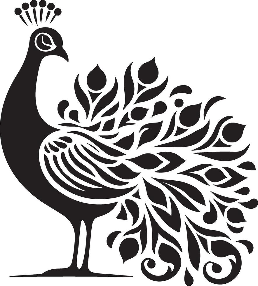 Peacock silhouette isolated on a white background. illustration vector
