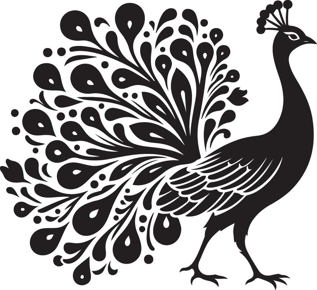 Peacock silhouette isolated on a white background. illustration vector