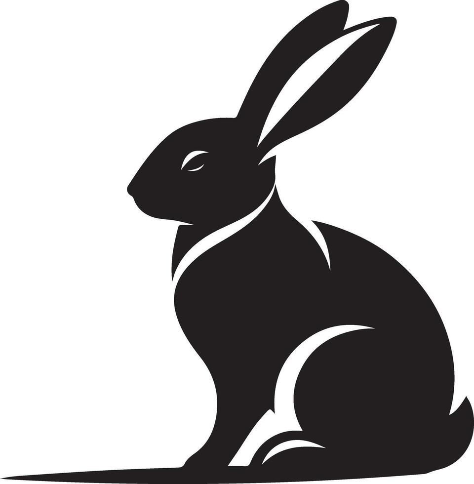 Rabbit silhouettes, various poses of rabbit, bunnt illustration, hare on white background, ideal rabbit, bunny for logo design, Easter themes, decorations vector