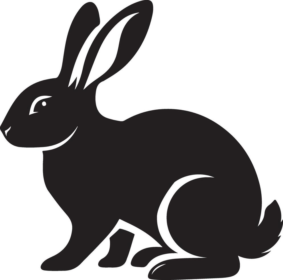 Rabbit silhouettes, various poses of rabbit, bunnt illustration, hare on white background, ideal rabbit, bunny for logo design, Easter themes, decorations vector