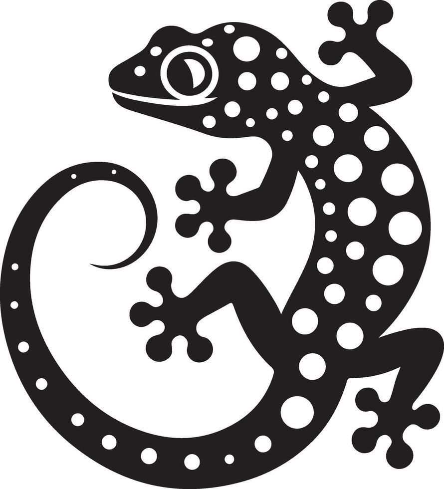 Tokay gekko silhouette on white background. Black hand drawn art of a gekko vector