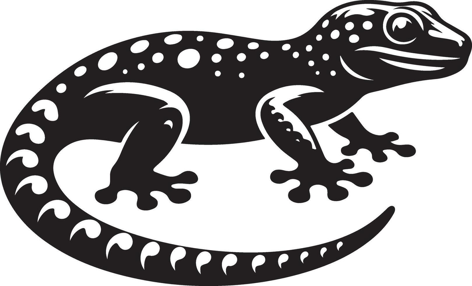 Tokay gekko silhouette on white background. Black hand drawn art of a gekko vector