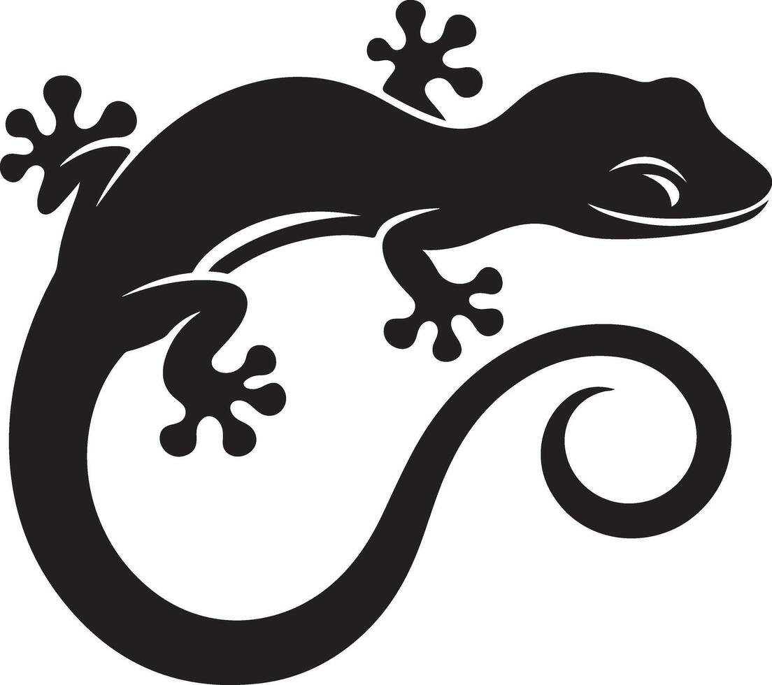 Tokay gekko silhouette on white background. Black hand drawn art of a gekko vector