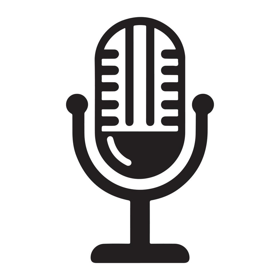 Retro vintage microphone on white background logo. Mic silhouette sign. Music, voice, record icon. Recording studio symbol vector
