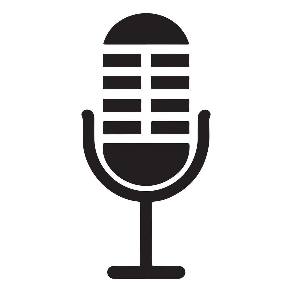Retro vintage microphone on white background logo. Mic silhouette sign. Music, voice, record icon. Recording studio symbol vector