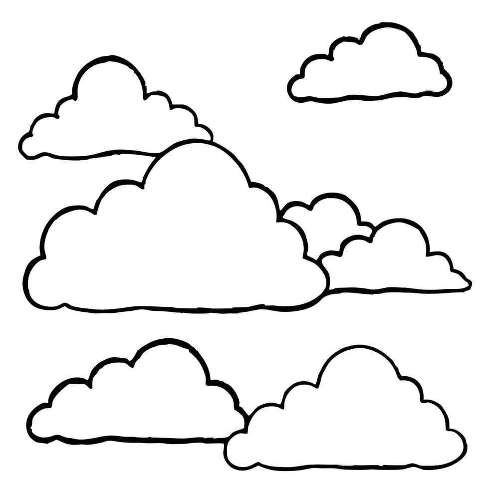 Cloud flat design black outline on a white background vector