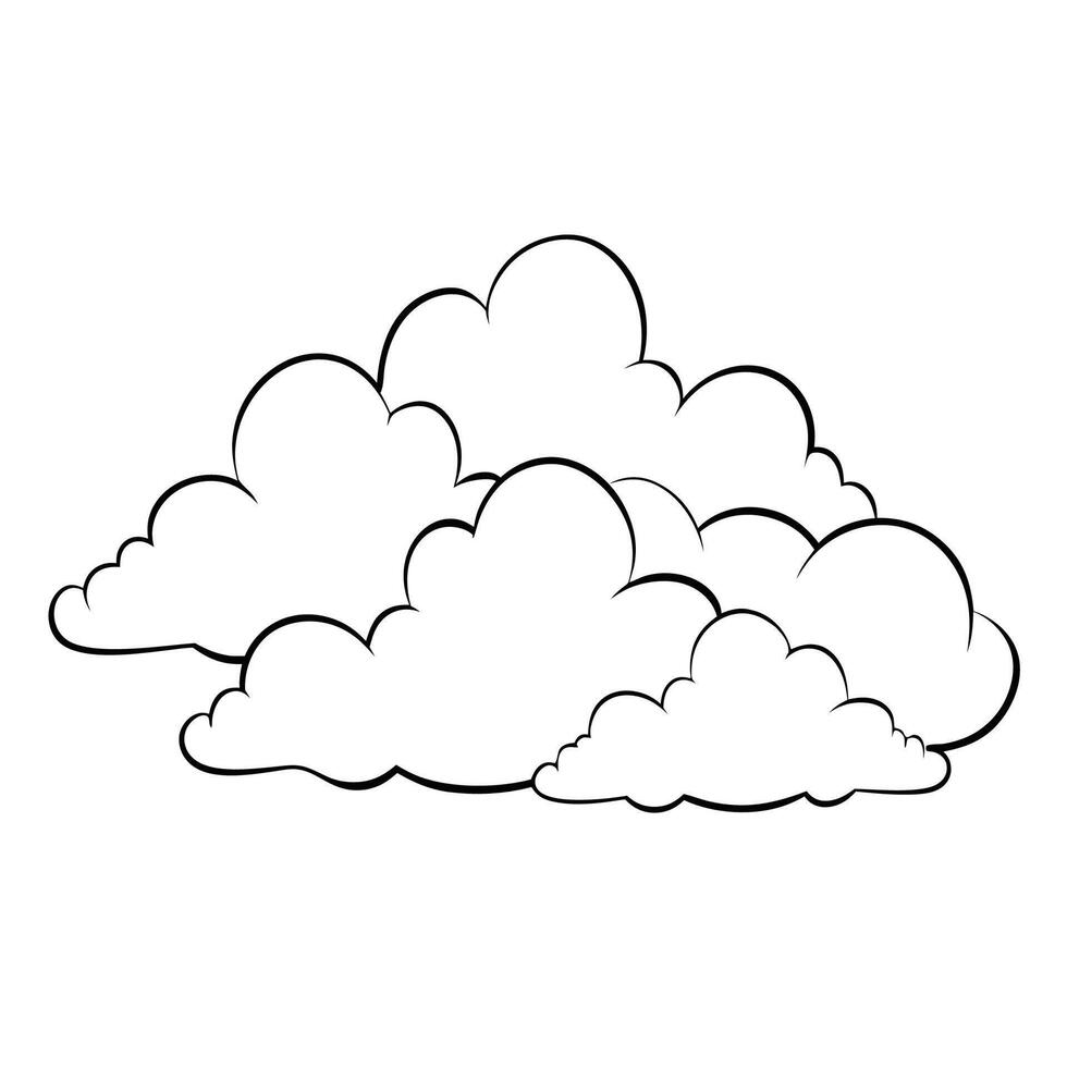 Cloud flat design black outline on a white background vector