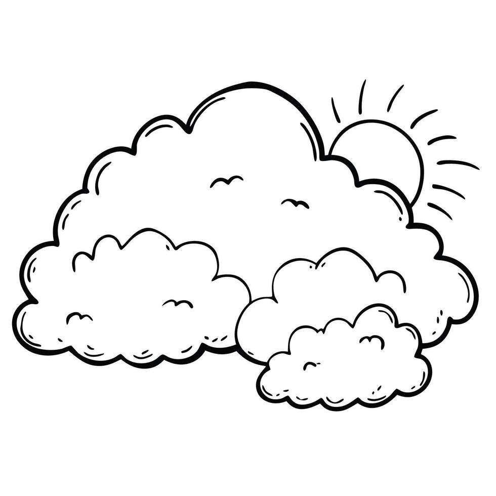Cloud flat design black outline on a white background vector