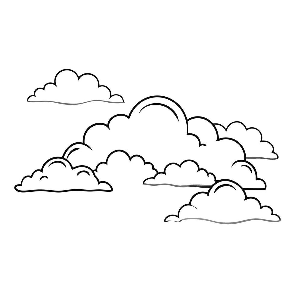 Cloud flat design black outline on a white background vector