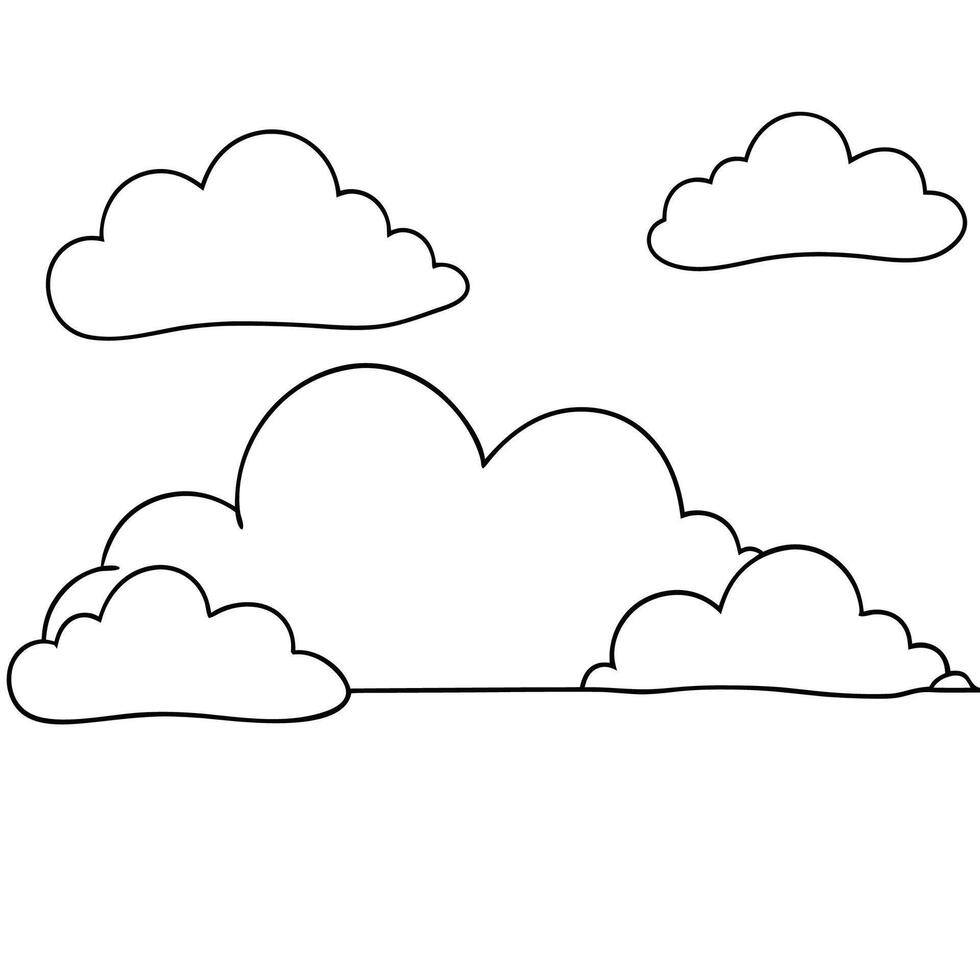 Cloud flat design black outline on a white background vector