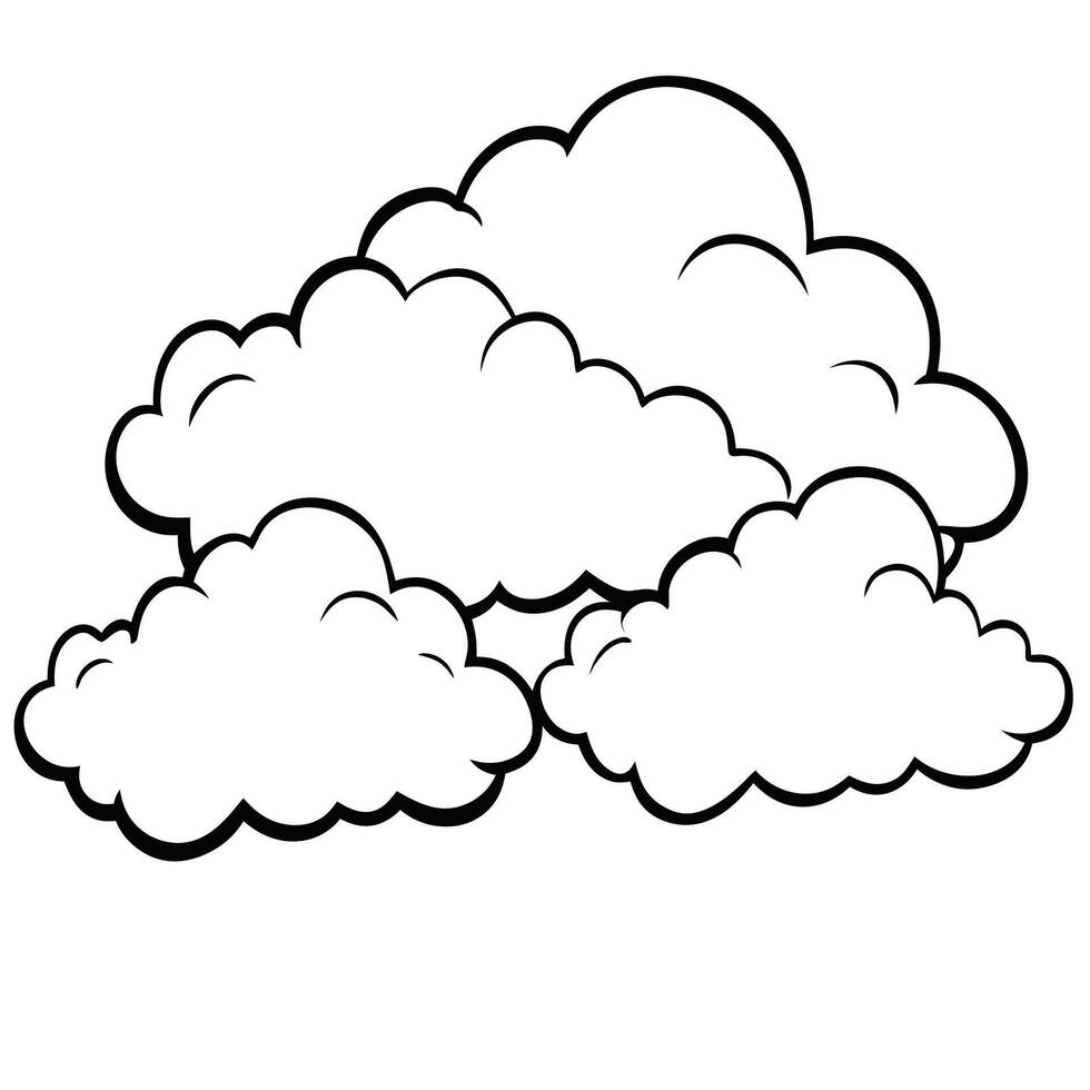 Cloud flat design black outline on a white background vector