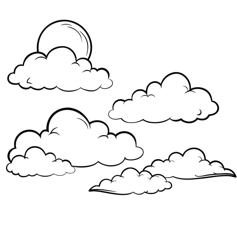 Cloud flat design black outline on a white background vector