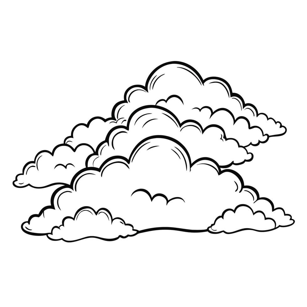 Cloud flat design black outline on a white background vector