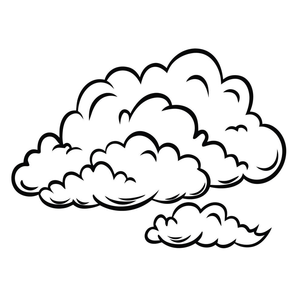 Cloud flat design black outline on a white background vector