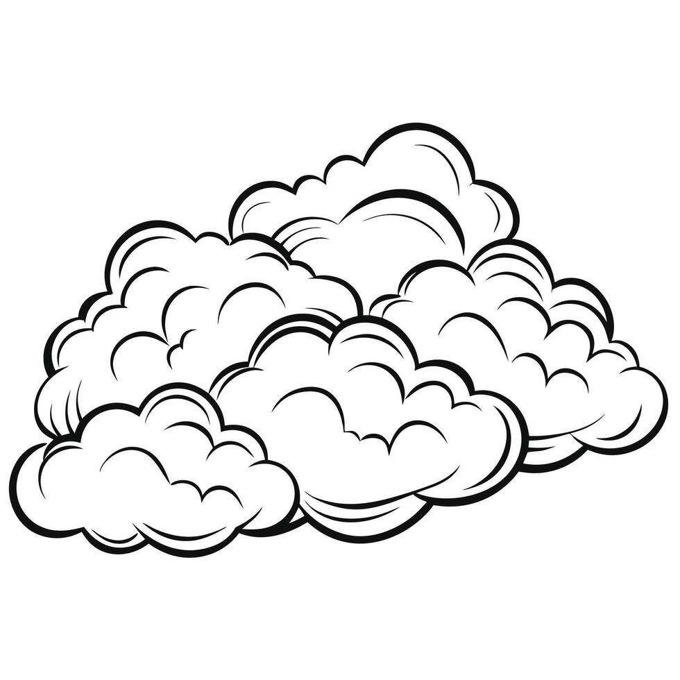 Cloud flat design black outline on a white background vector