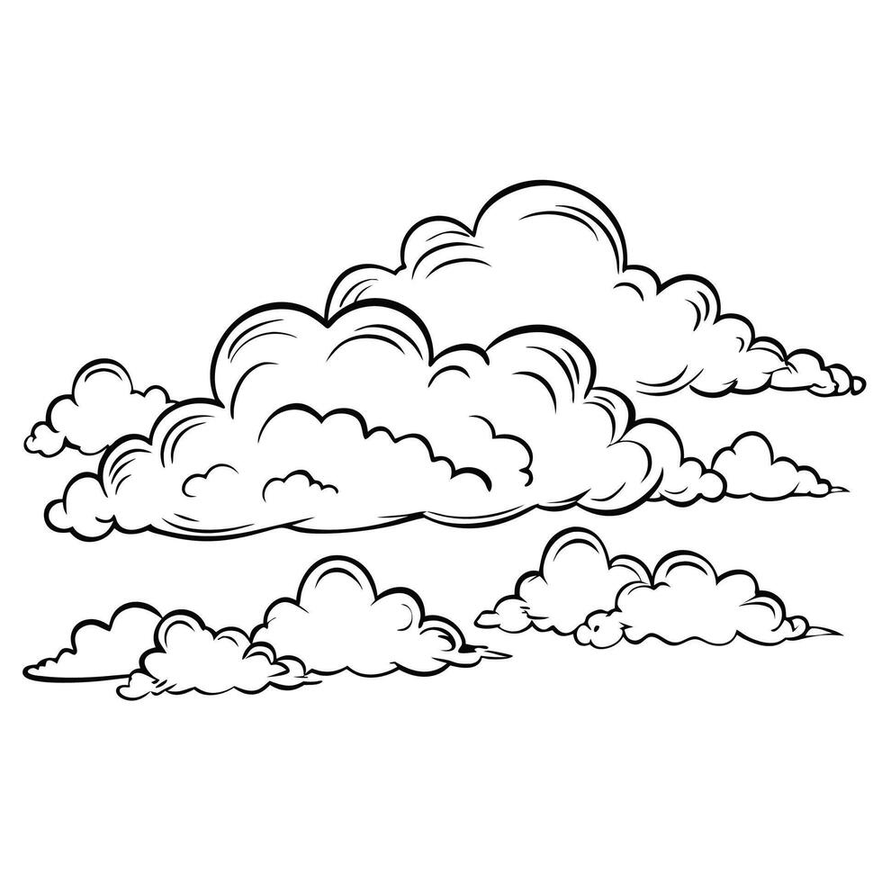 Cloud flat design black outline on a white background vector