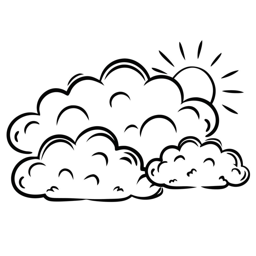 Cloud flat design black outline on a white background vector