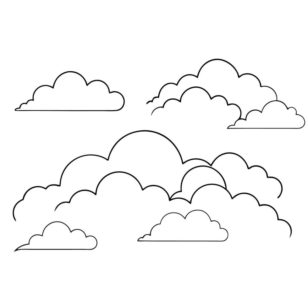 Cloud flat design black outline on a white background vector