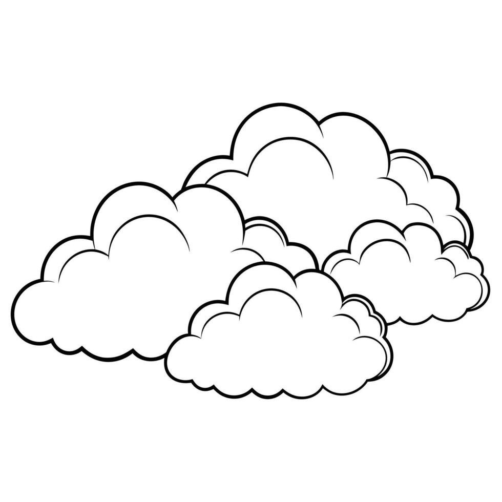 Cloud flat design black outline on a white background vector