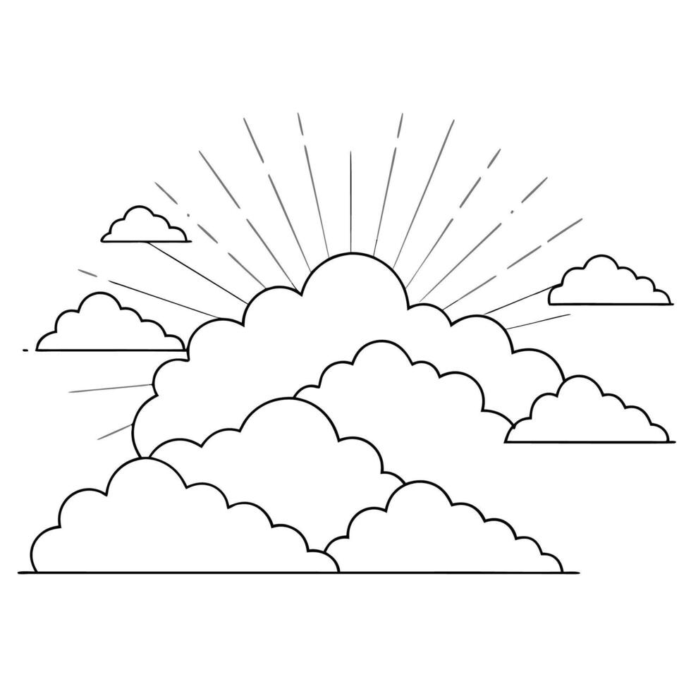 Cloud flat design black outline on a white background vector