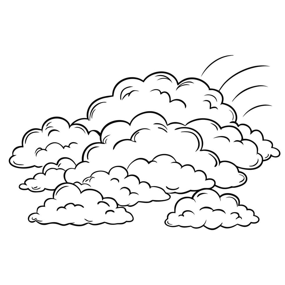 Cloud flat design black outline on a white background vector