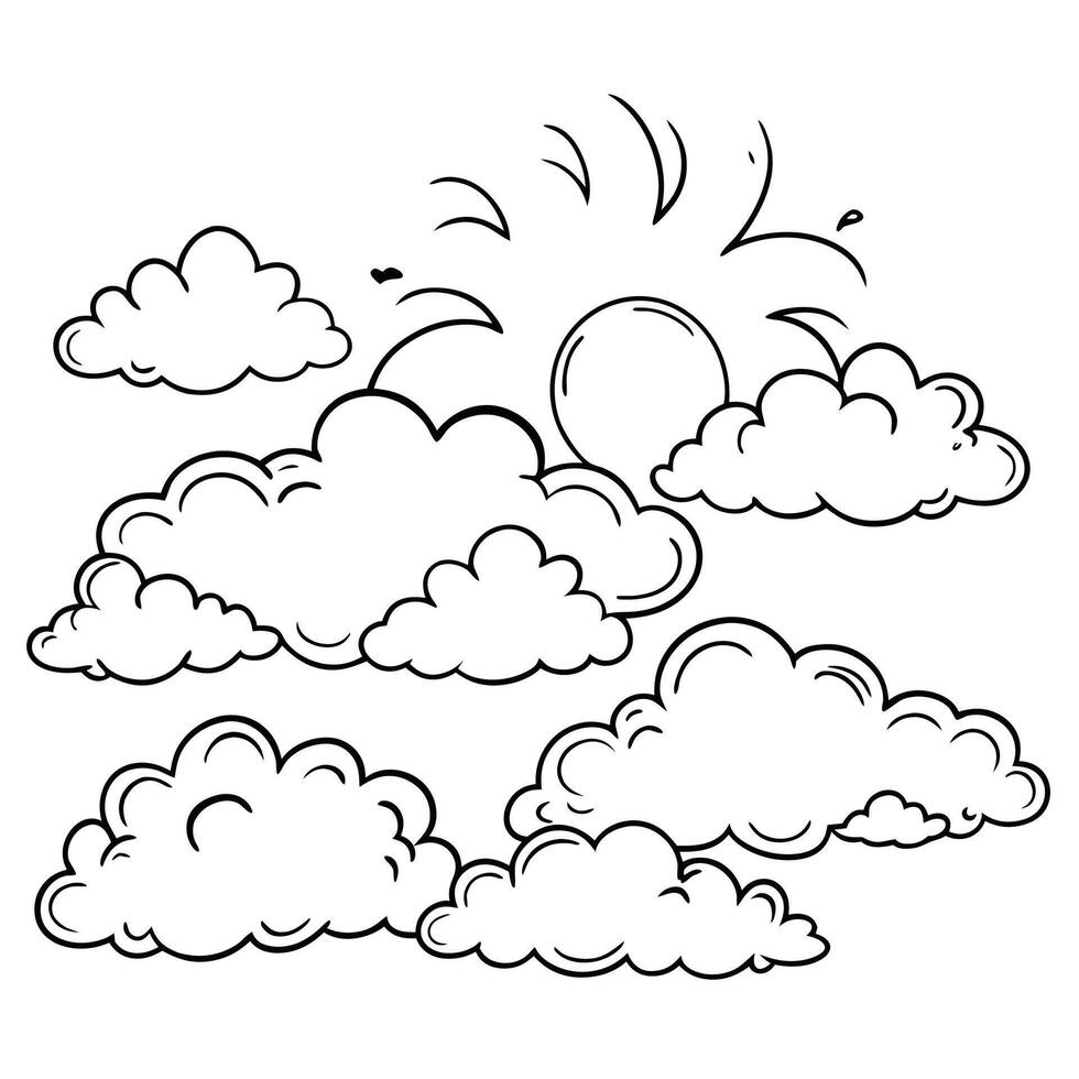 Cloud flat design black outline on a white background vector