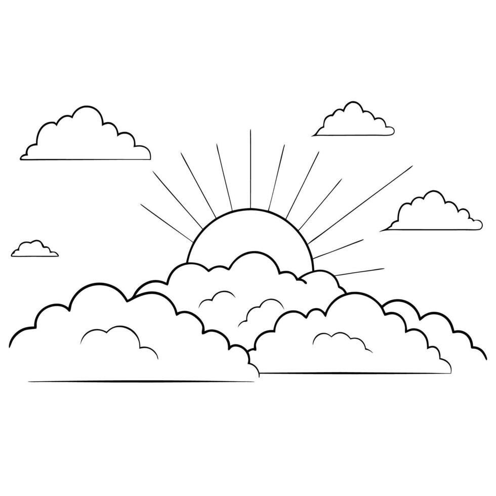 Cloud flat design black outline on a white background vector