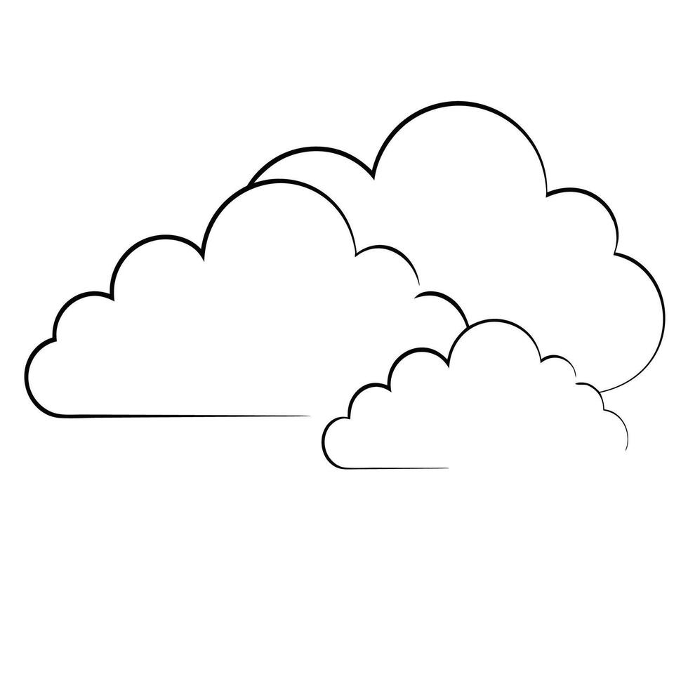 Cloud flat design black outline on a white background vector