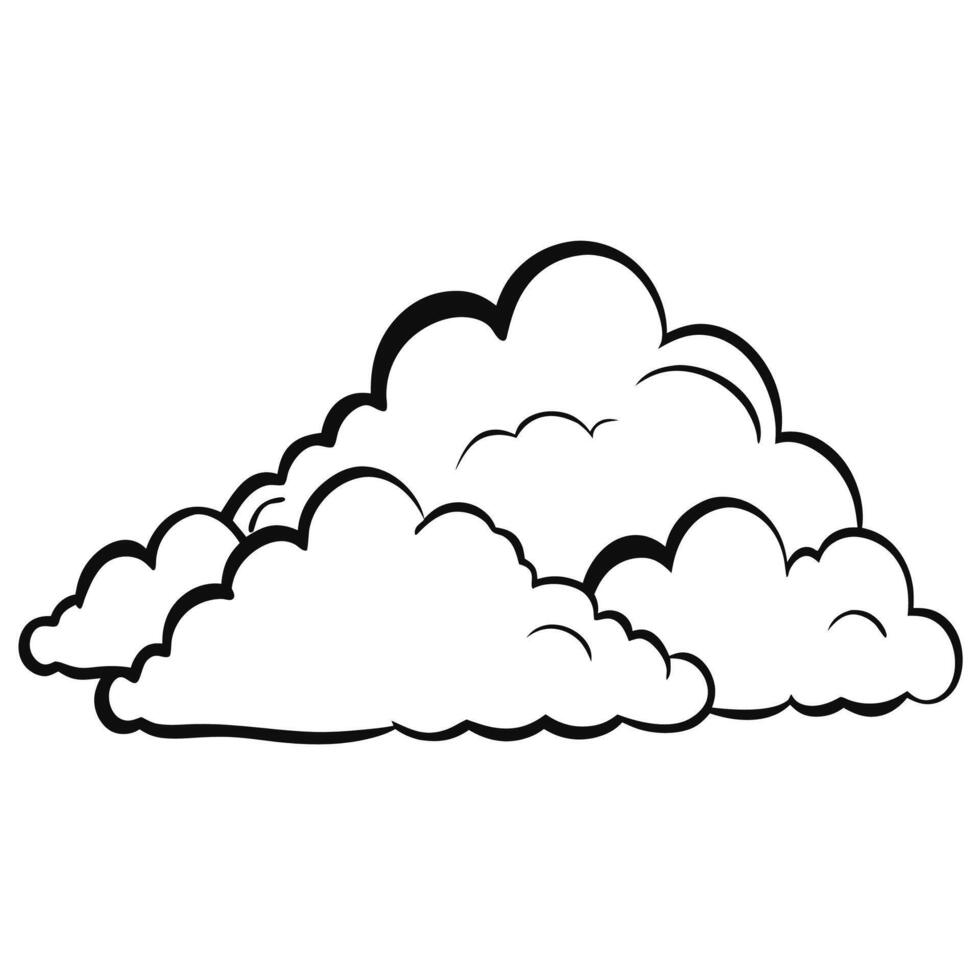 Cloud flat design black outline on a white background vector