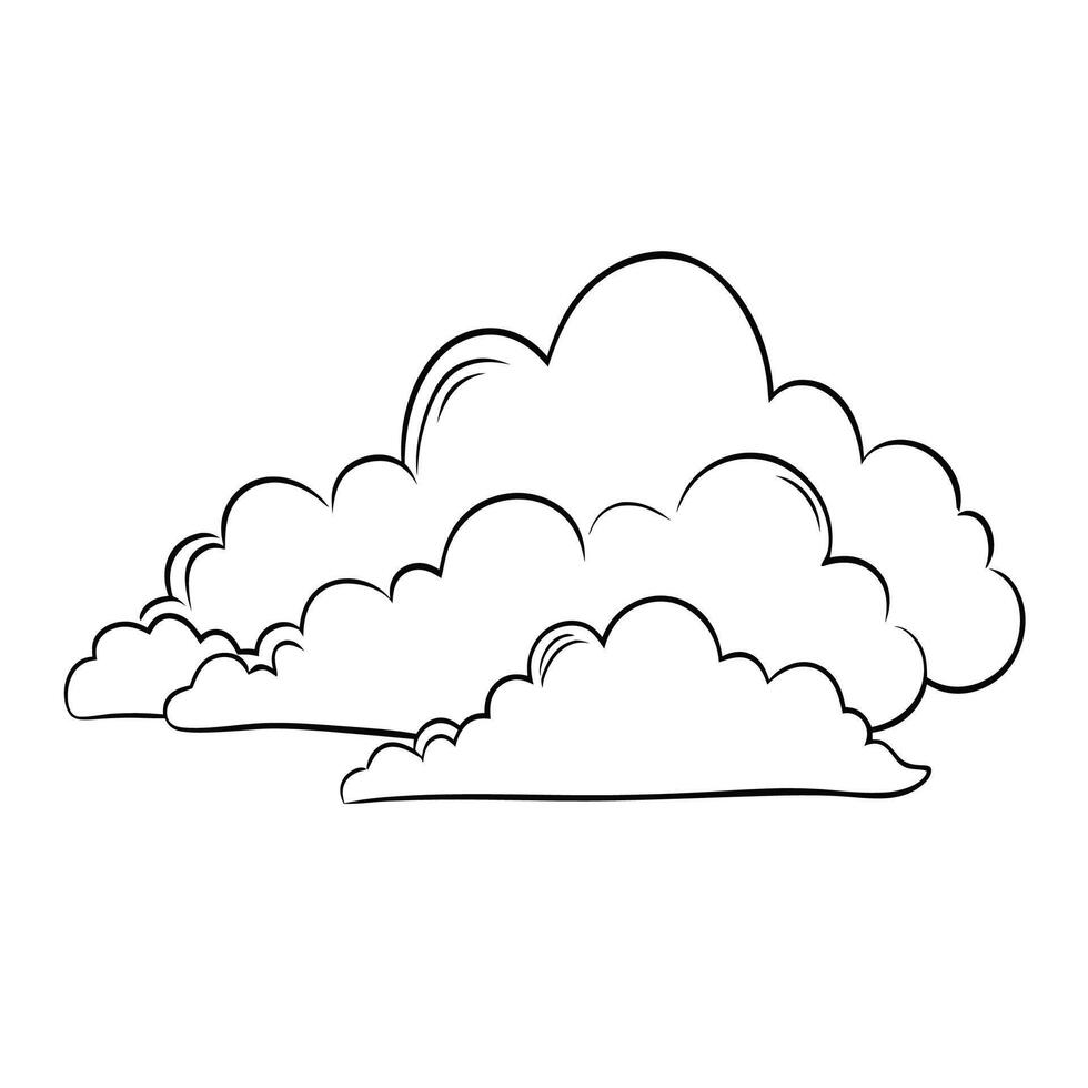 Cloud flat design black outline on a white background vector