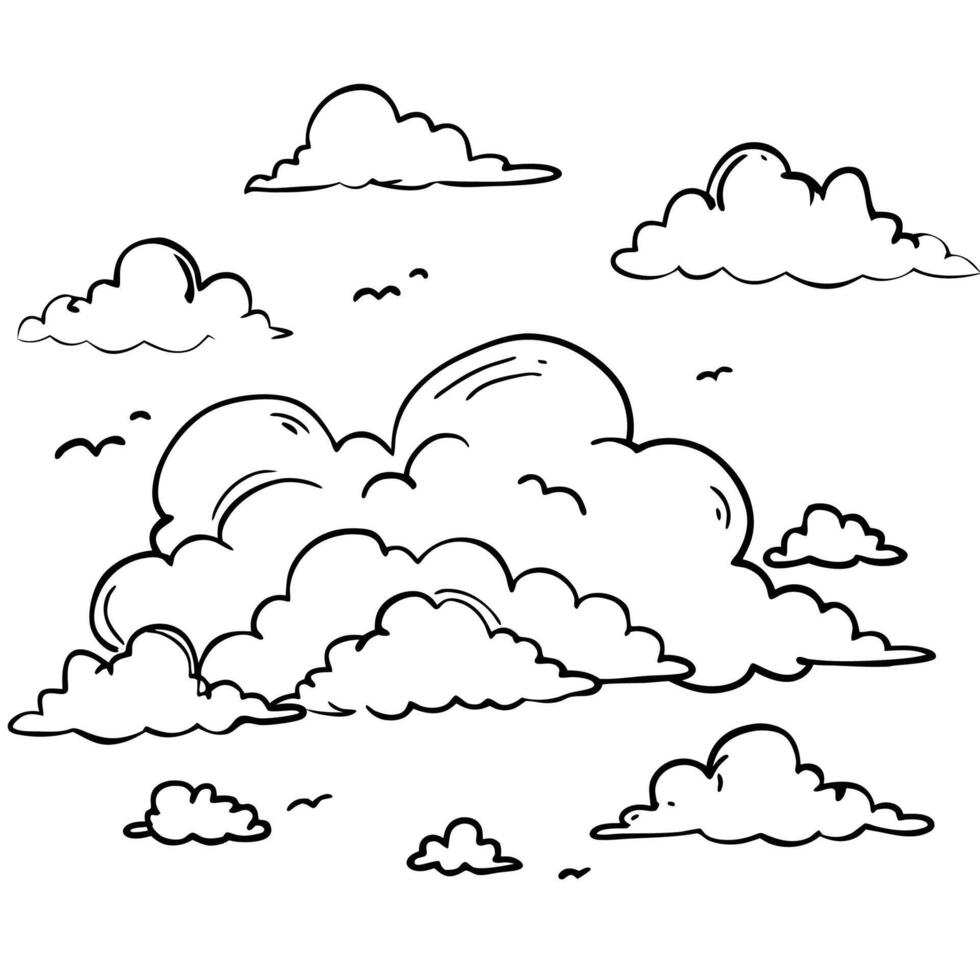 Cloud flat design black outline on a white background vector