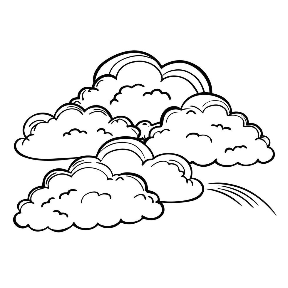 Cloud flat design black outline on a white background vector