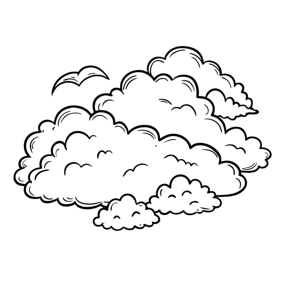 Cloud flat design black outline on a white background vector
