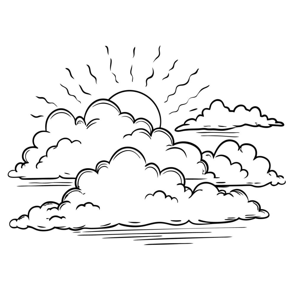 Cloud flat design black outline on a white background vector