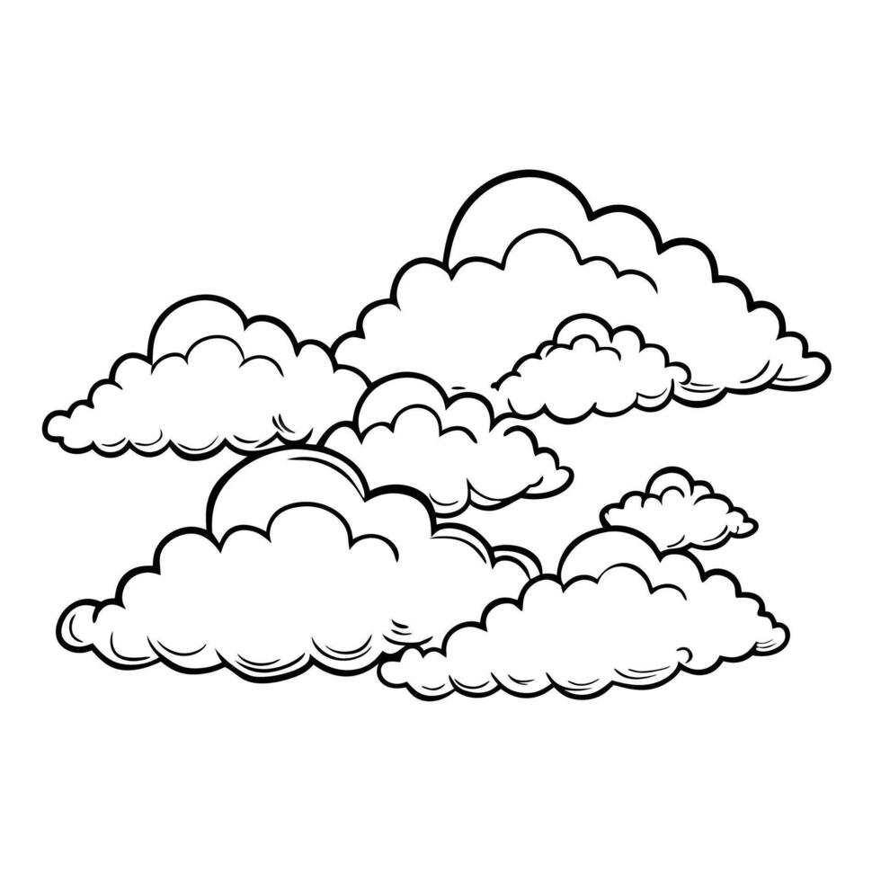 Cloud flat design black outline on a white background vector