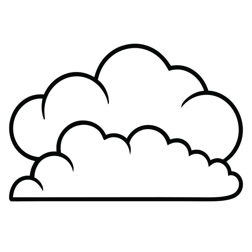 Cloud flat design black outline on a white background vector
