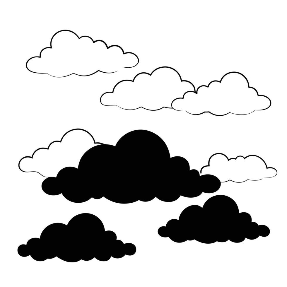 Cloud flat design black outline on a white background vector