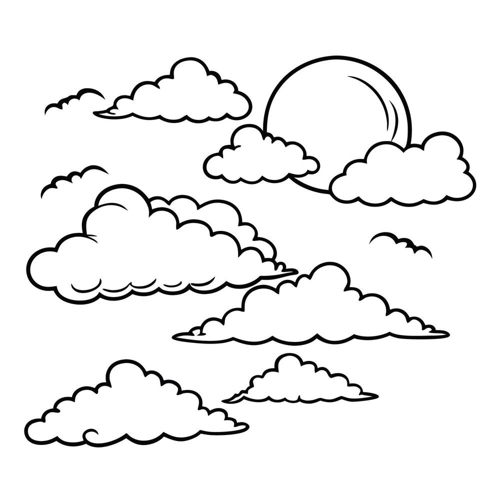 Cloud flat design black outline on a white background vector