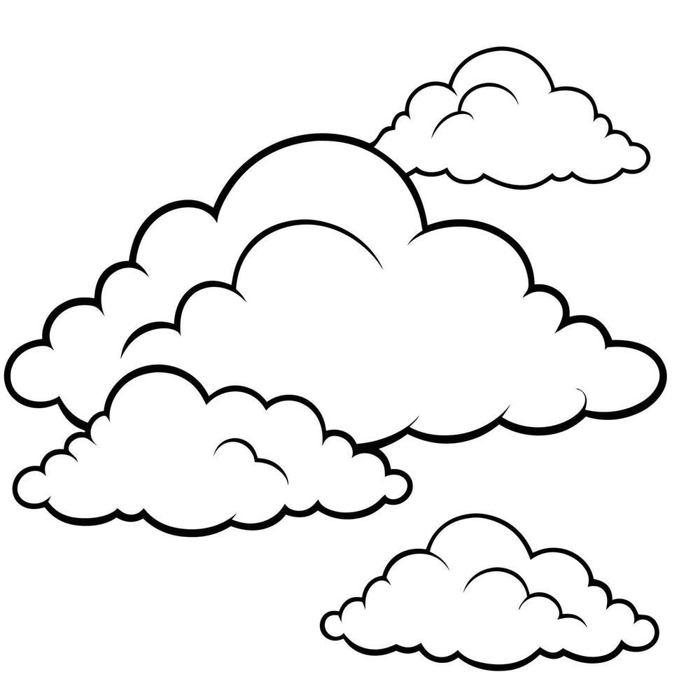 Cloud flat design black outline on a white background vector