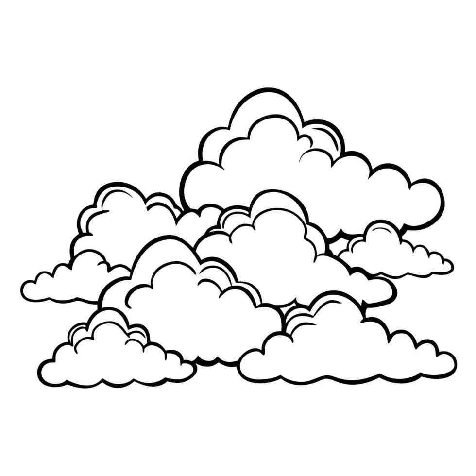 Cloud flat design black outline on a white background vector