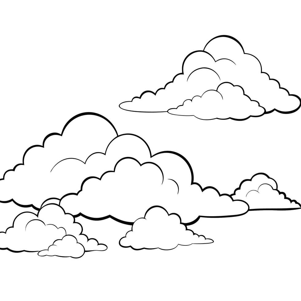Cloud flat design black outline on a white background vector