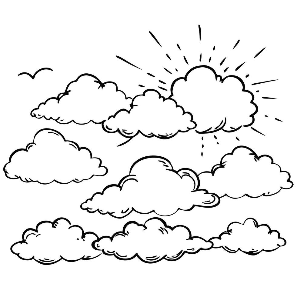 Cloud flat design black outline on a white background vector