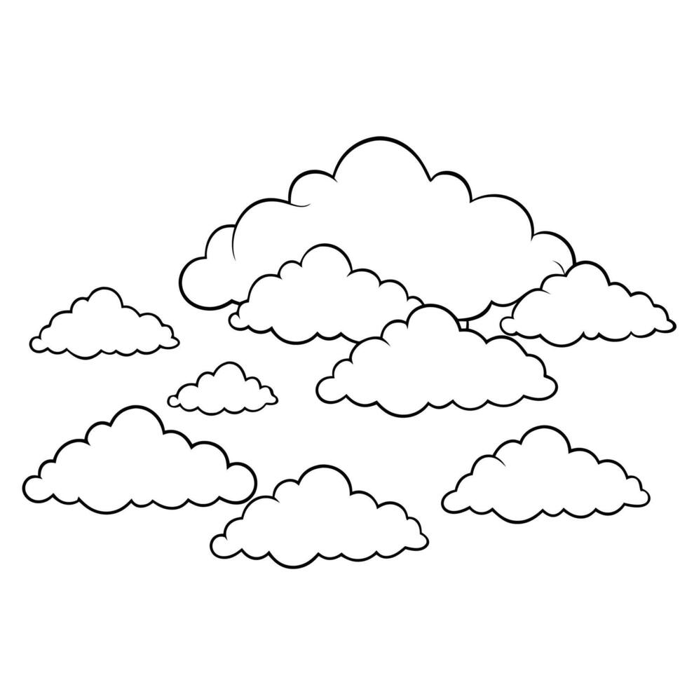 Cloud flat design black outline on a white background vector